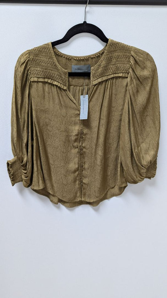 Anthropologie Petites Mousse Brown Cropped Blouse