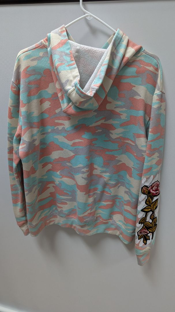 KRISP NY Pink/Blue Camo Rose Embroidered Hoodie