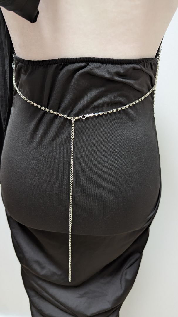 Silver Multi-Chain Rhinestone Body Chain Necklace