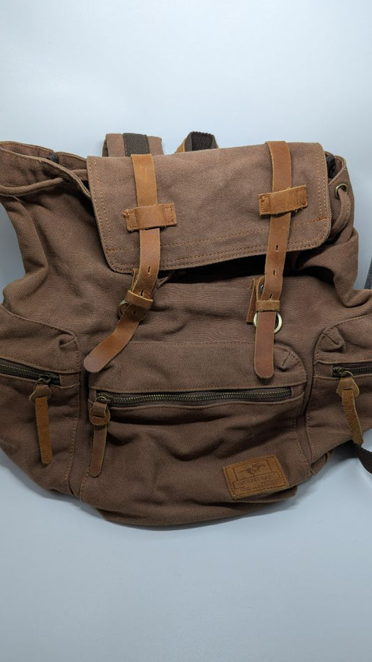 Augur Jans Brown 100% Cotton Canvas Backpack