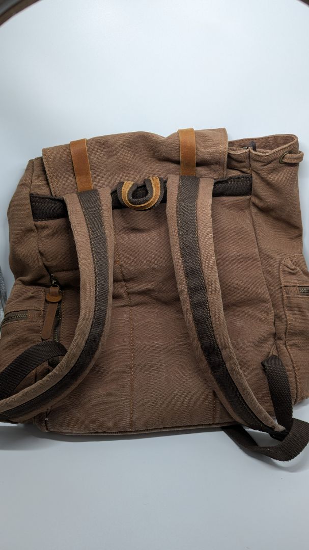 Augur Jans Brown 100% Cotton Canvas Backpack