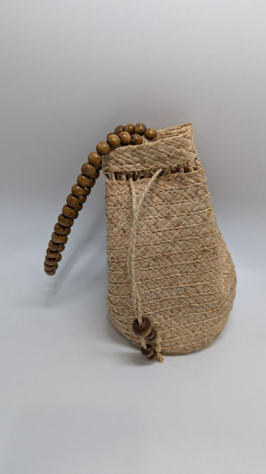 Sun N' Sand Brown Wicker Drawstring Pouch