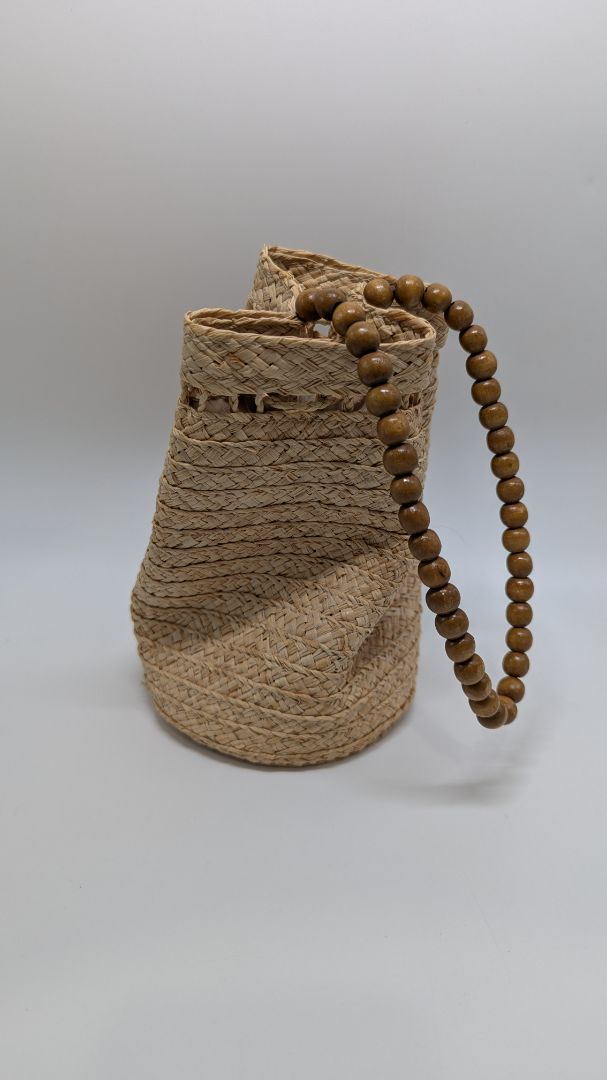 Sun N' Sand Brown Wicker Drawstring Pouch