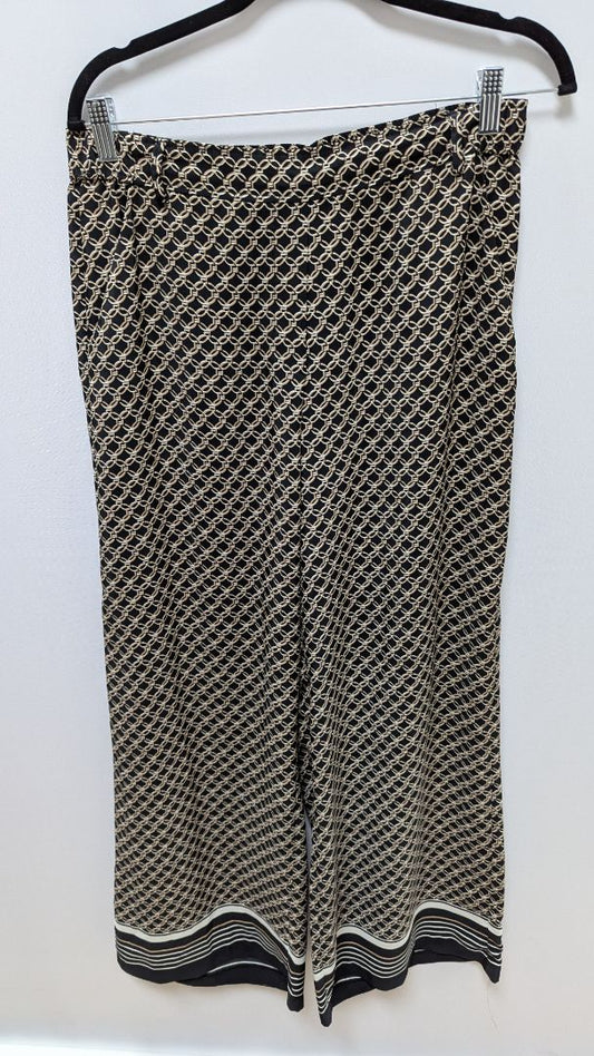 H&M Black/Gold Printed Wide-Leg Lightweight Pants