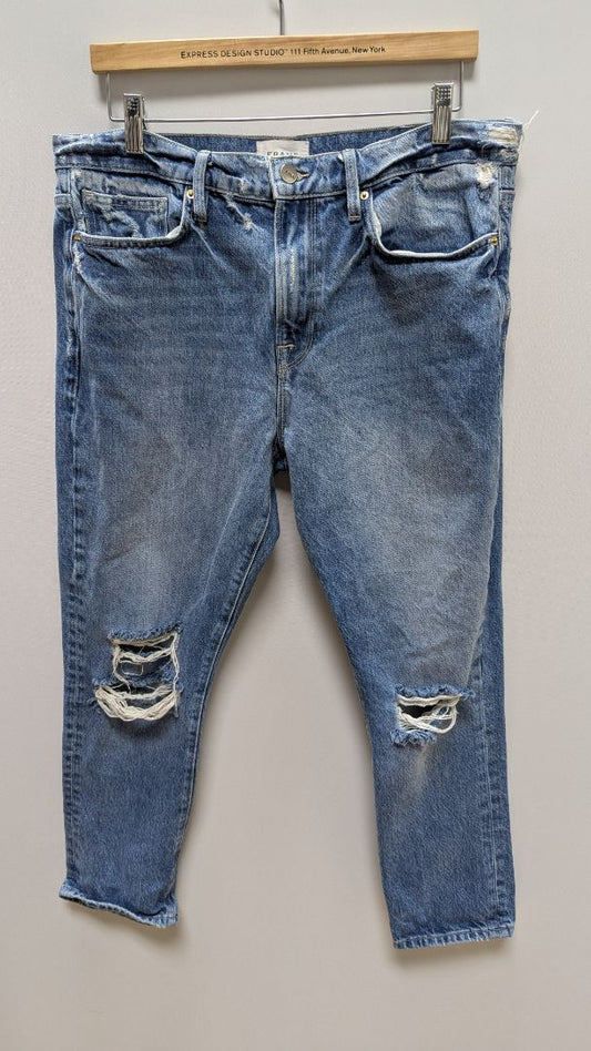 FRAME Light Wash "Le Beau" Distressed Jeans