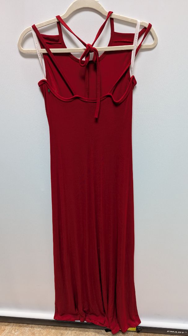 BCBGMAXAZRIA Red Tie-Halter-Neck Maxi Dress