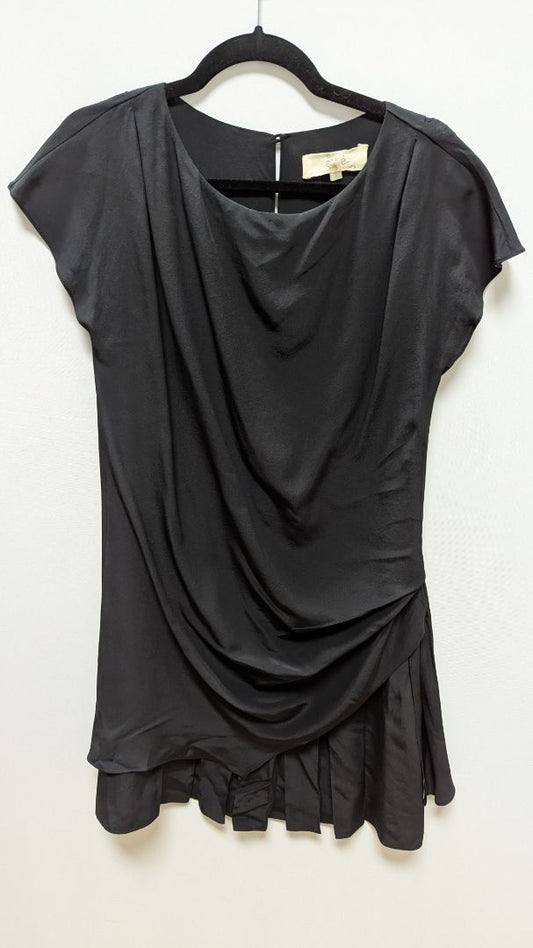athe Black Dolman Sleeve Silk Pleated Dress