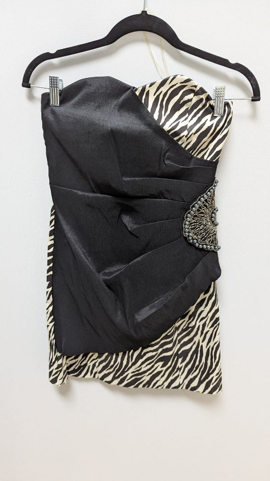 Wishes Wishes Wishes Black/Ivory Striped Embellished Dress