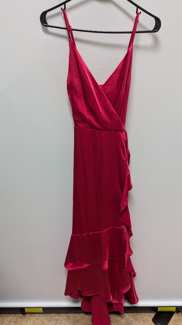Nine West Pink Strawberry Pop Ruffled Maxi Dress