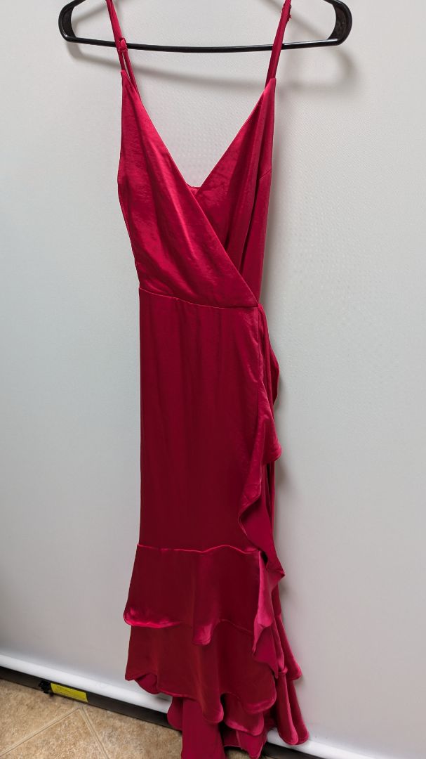 Nine West Pink Strawberry Pop Ruffled Maxi Dress