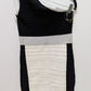 Wow Couture Black/White/Silver One-Shoulder Metallic Dress