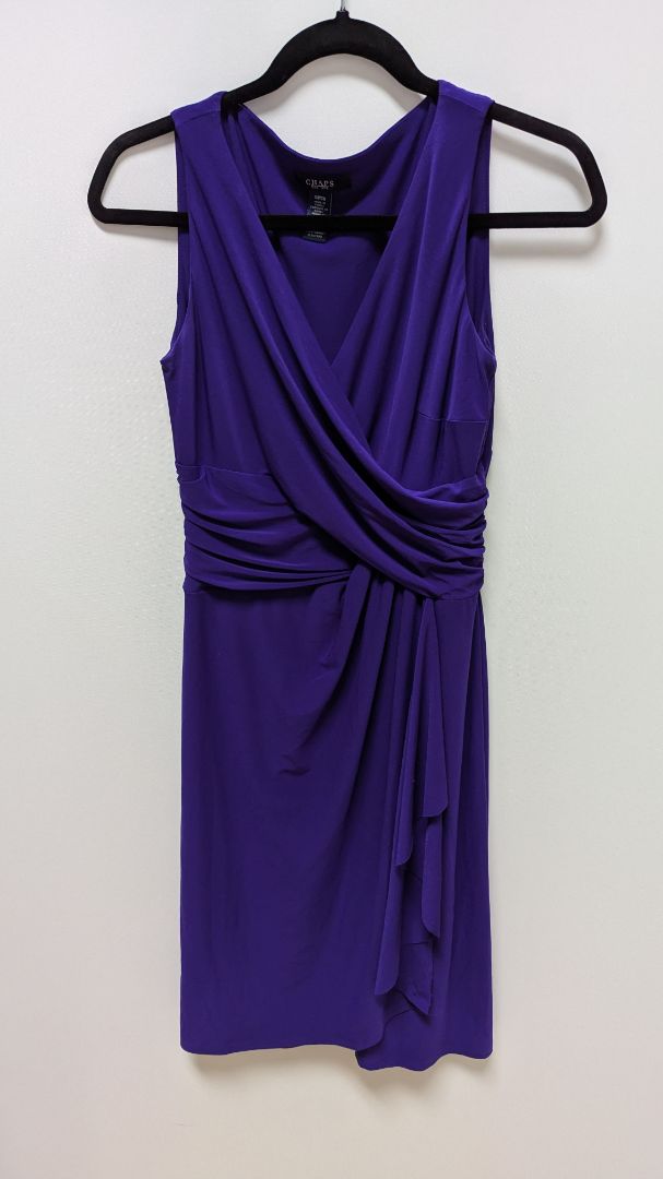 CHAPS Purple Faux-Wrap Sleeveless Midi Dress