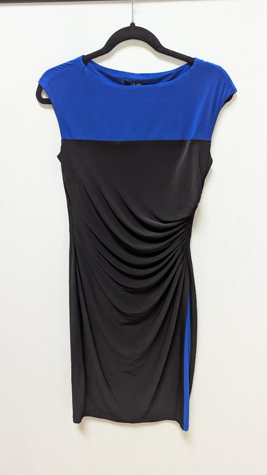 CHAPS Blue/Black Ruched Midi Dress