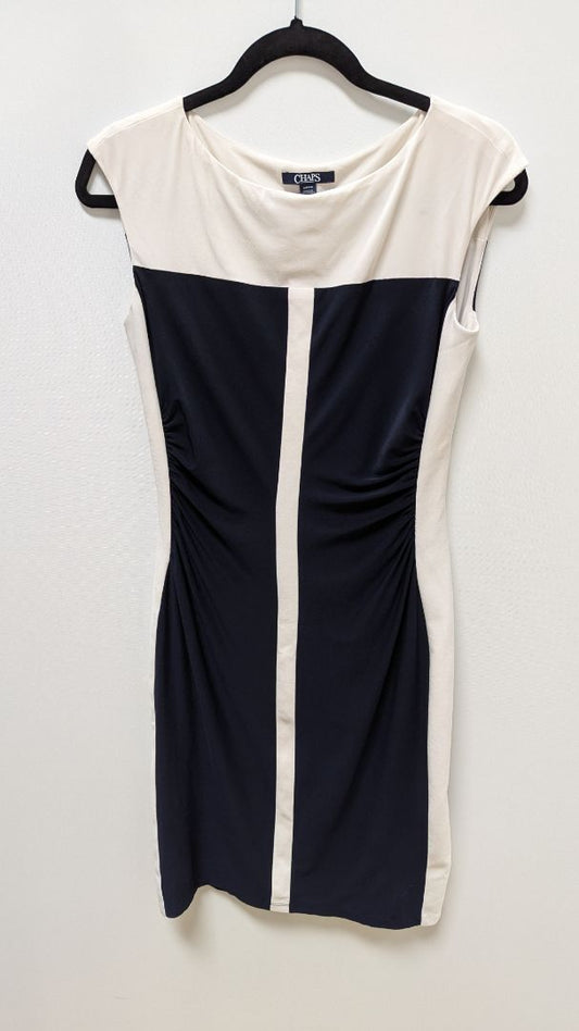 CHAPS Ivory/Navy Colorblock Midi Dress