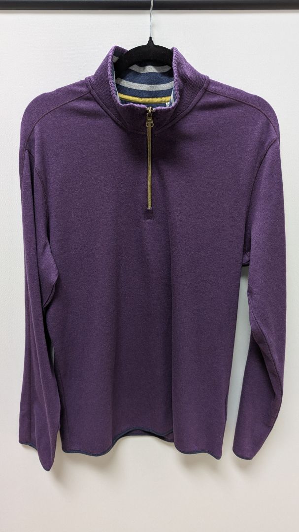 Robert Graham Men's Purple Quarter-Zip Pullover Sweater
