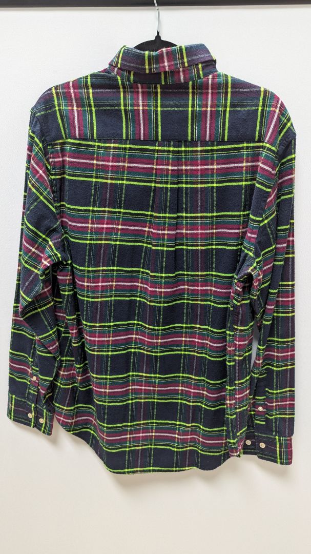 NN07 No Nationality Dark Green Plaid Button-Down Flannel Shirt
