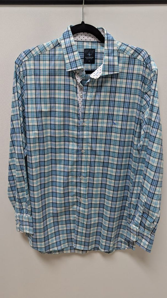 Tailorbyrd Collection Light Blue Plaid Button-Down Shirt