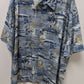 pierre cardin Blue Palm Short-Sleeve Button-Down Shirt
