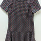 Banana Republic Navy/Red Printed Ruffle-Hem Dress