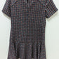 Banana Republic Navy/Red Printed Ruffle-Hem Dress