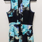 Vince Camuto Navy Blue Floral Flared Midi Dress