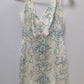 David Meister Ivory/Teal Elegant Printed Sleeveless Dress