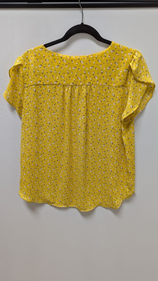 philosophy Yellow Floral Half-Button-Down Blouse