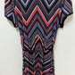APT. 9 Black/Blue/Red Striped Wrap Midi Dress