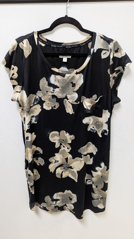 Nicole Miller NY Black/Beige Floral Casual Swing Dress