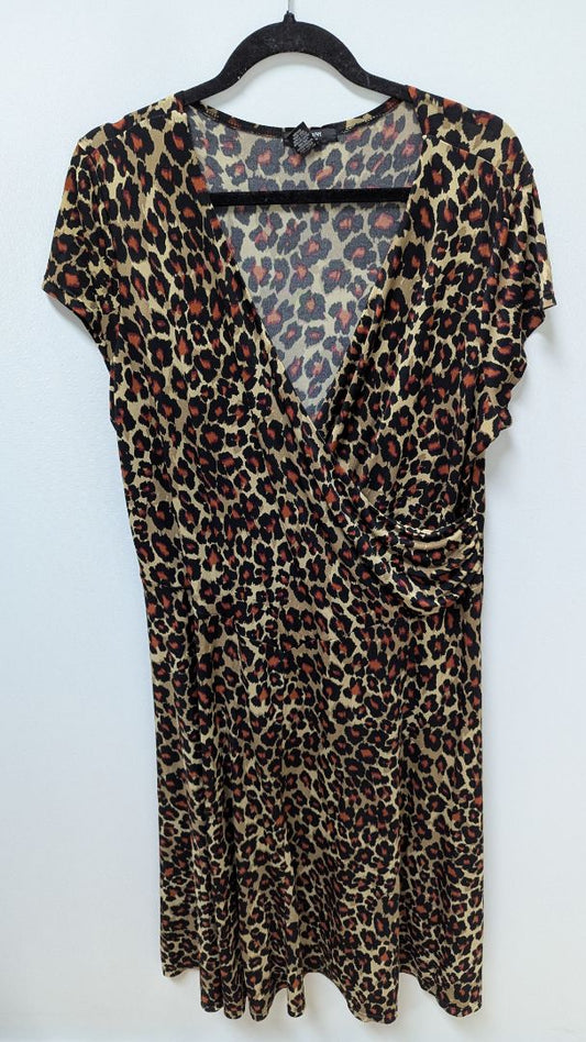 Alfani Woman Brown Animal Print Faux-Wrap Dress