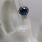 Silver/Blue Faceted Square Faux-Gemstone Ring