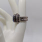 Silver/Blue Faceted Square Faux-Gemstone Ring