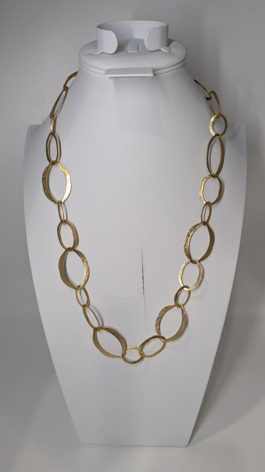 Gold Metal Large Oval Chain Necklace
