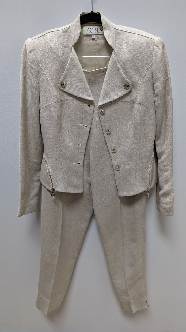 Tootsies Vintage Light Beige Zippered Blazer & Pants Suit Set