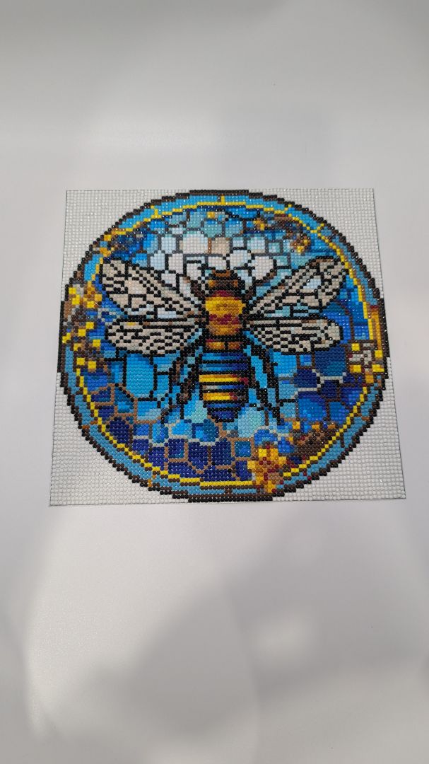 10x10 Handmade Stained-Glass Bee Rhinestone Painting