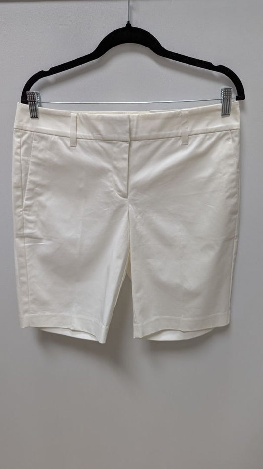 Ann Taylor White Mid-Rise 10" Bermuda Shorts