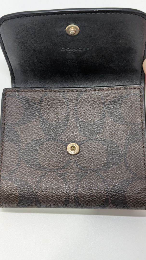 Coach Black/Brown Trifold CE930 Imaa8 Wallet