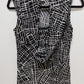 Yvos Black/White Printed Layered Cowl-Neck Blouse