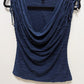 dressbarn Navy Cowl-Neck Ruched-Shoulder Blouse