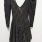 TD4 Black Lace Asymmetrical Hem Cocktail Dress