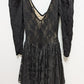 TD4 Black Lace Asymmetrical Hem Cocktail Dress
