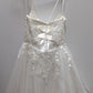 White Mesh & Lace Lace-Up Cocktail Dress