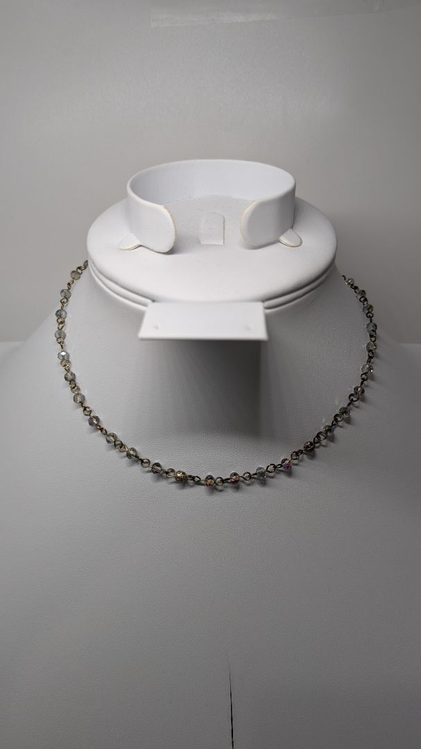 Bronzed-Gold Beaded Choker Necklace with Clasp