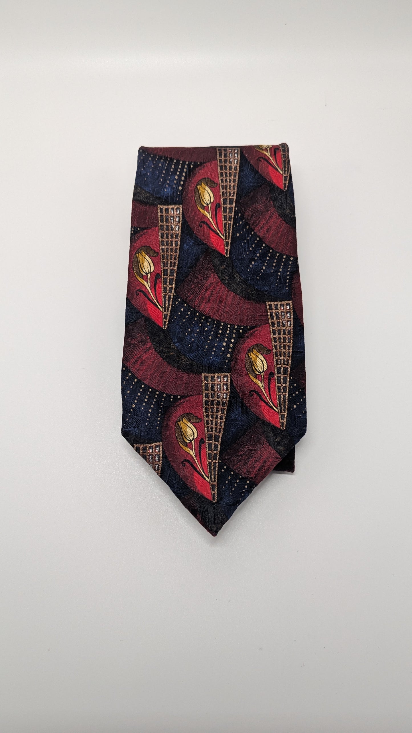 Ermenegildo Zegna Red/Navy Printed Silk Necktie
