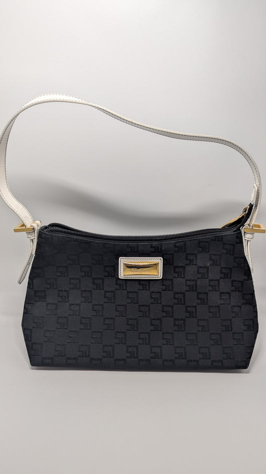 St. John Black/White/Gold Shoulder Bag Purse