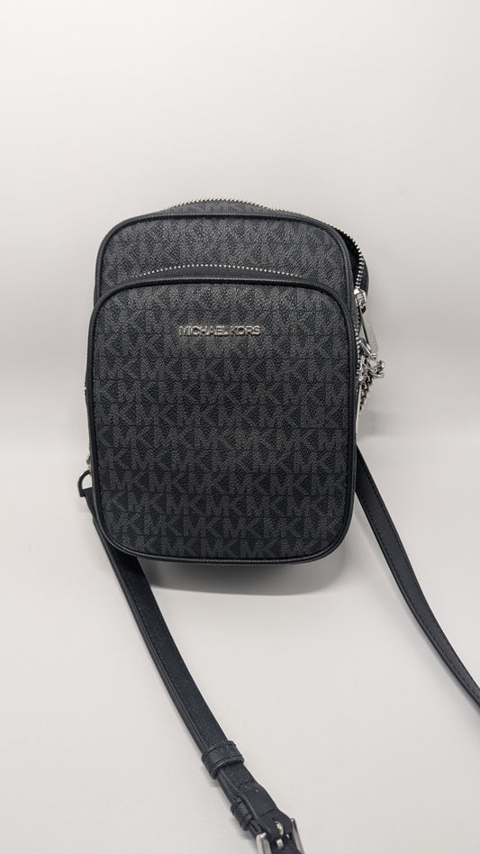 Michael Kors Black Medium Jet-Set Signature Crossbody Purse