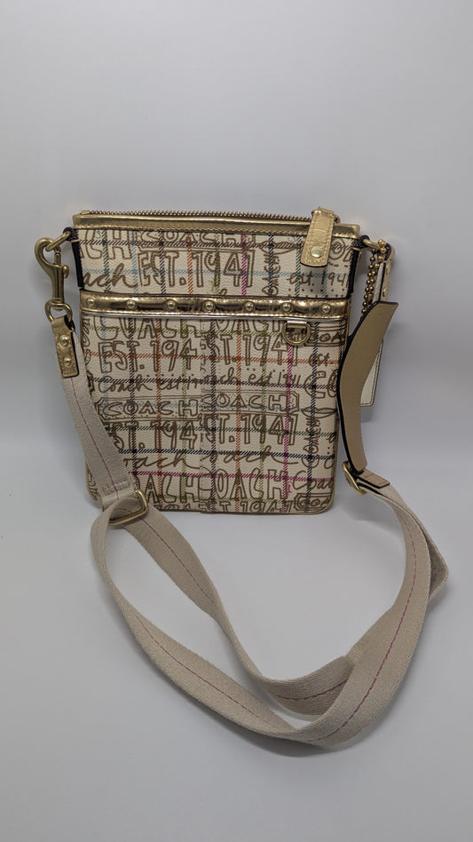 Coach Gold Metallic Graffiti Crossbody Purse