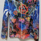 DLNA Sport Multicolor Graphic Art Faux-Suede Zippered Jacket