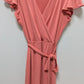 Nine West Peach Pink Faux-Wrap Midi Dress