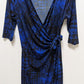 APT. 9 Dark Blue/Black Faux-Wrap Midi Dress